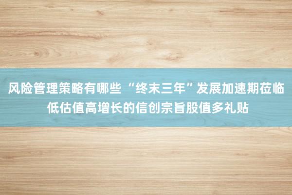 风险管理策略有哪些 “终末三年”发展加速期莅临 低估值高增长的信创宗旨股值多礼贴