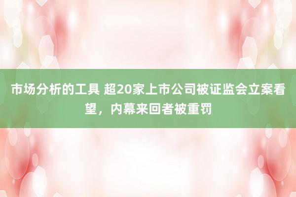 市场分析的工具 超20家上市公司被证监会立案看望，内幕来回者被重罚