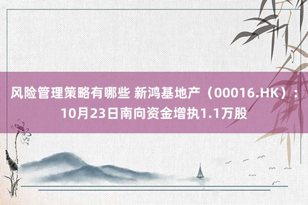 风险管理策略有哪些 新鸿基地产（00016.HK）：10月23日南向资金增执1.1万股