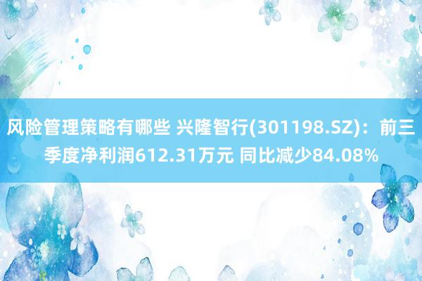 风险管理策略有哪些 兴隆智行(301198.SZ)：前三季度净利润612.31万元 同比减少84.08%