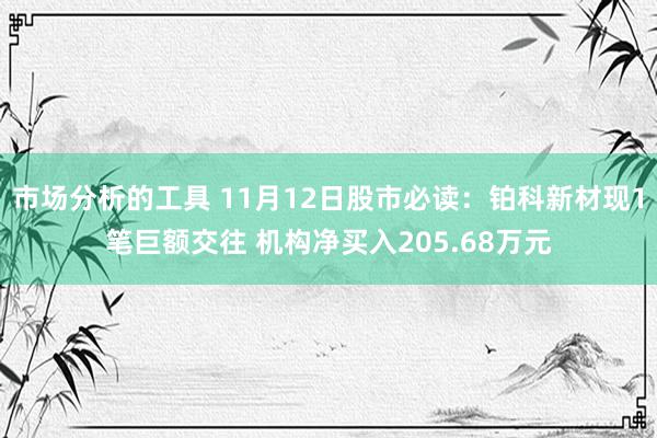 市场分析的工具 11月12日股市必读：铂科新材现1笔巨额交往 机构净买入205.68万元