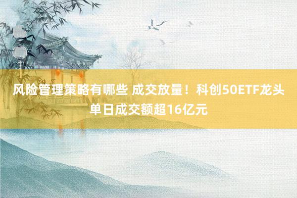 风险管理策略有哪些 成交放量！科创50ETF龙头单日成交额超16亿元