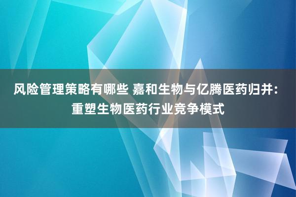 风险管理策略有哪些 嘉和生物与亿腾医药归并: 重塑生物医药行业竞争模式