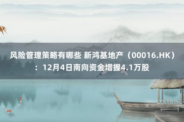 风险管理策略有哪些 新鸿基地产（00016.HK）：12月4日南向资金增握4.1万股