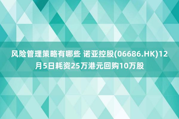 风险管理策略有哪些 诺亚控股(06686.HK)12月5日耗资25万港元回购10万股