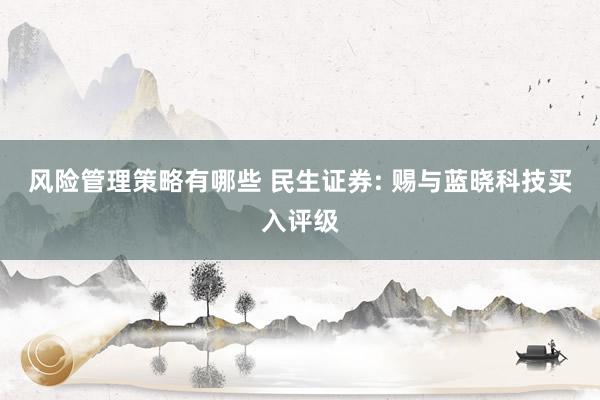 风险管理策略有哪些 民生证券: 赐与蓝晓科技买入评级