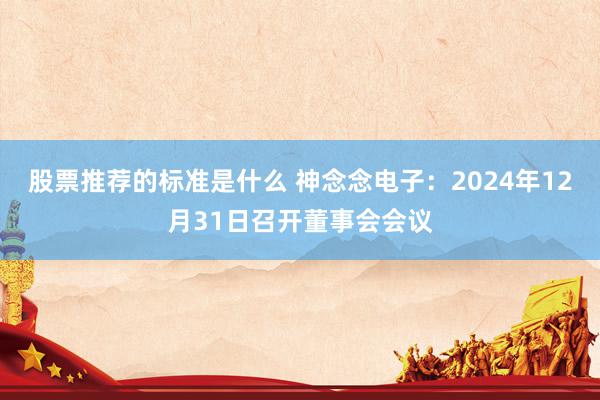 股票推荐的标准是什么 神念念电子：2024年12月31日召开董事会会议