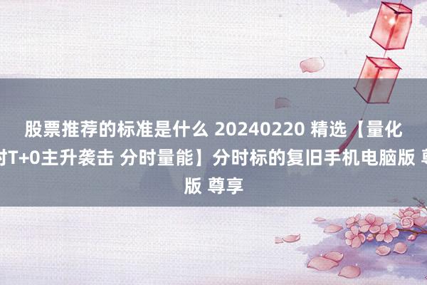 股票推荐的标准是什么 20240220 精选【量化分时T+0主升袭击 分时量能】分时标的复旧手机电脑版 尊享