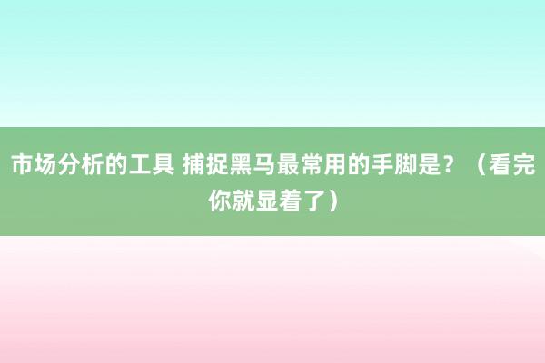 市场分析的工具 捕捉黑马最常用的手脚是？（看完你就显着了）