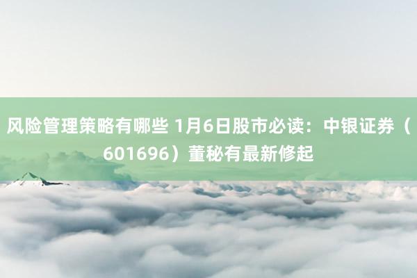 风险管理策略有哪些 1月6日股市必读：中银证券（601696）董秘有最新修起