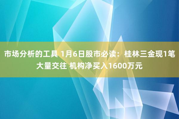 市场分析的工具 1月6日股市必读：桂林三金现1笔大量交往 机构净买入1600万元