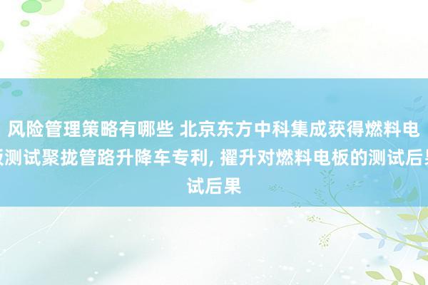 风险管理策略有哪些 北京东方中科集成获得燃料电板测试聚拢管路升降车专利, 擢升对燃料电板的测试后果