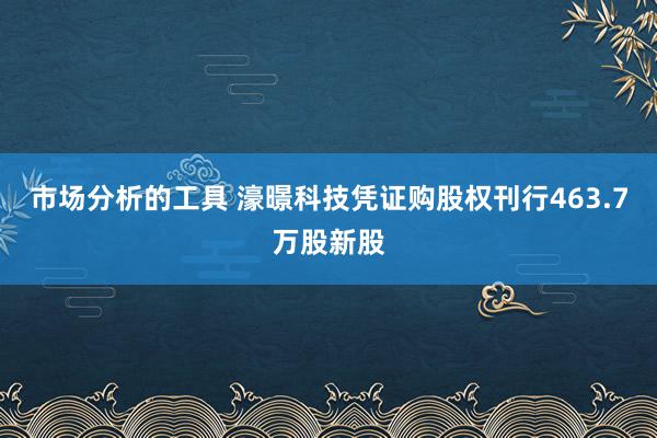 市场分析的工具 濠暻科技凭证购股权刊行463.7万股新股