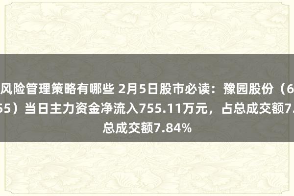 风险管理策略有哪些 2月5日股市必读：豫园股份（600655）当日主力资金净流入755.11万元，占总成交额7.84%