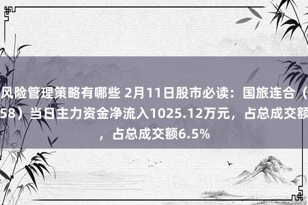 风险管理策略有哪些 2月11日股市必读：国旅连合（600358）当日主力资金净流入1025.12万元，占总成交额6.5%