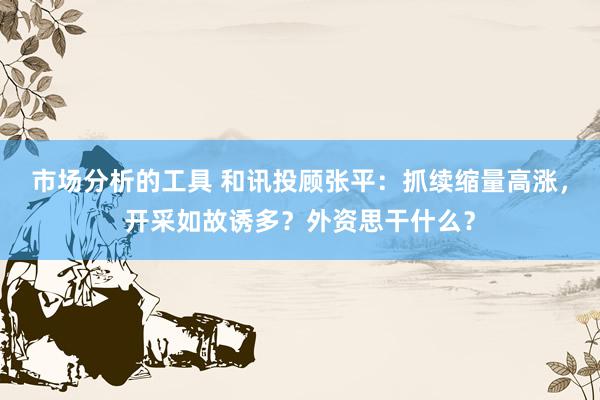 市场分析的工具 和讯投顾张平：抓续缩量高涨，开采如故诱多？外资思干什么？