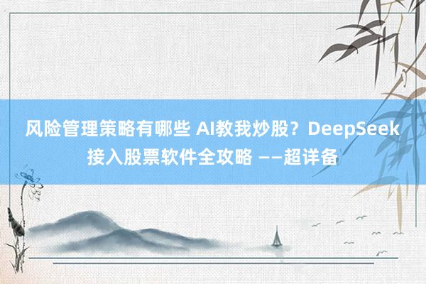 风险管理策略有哪些 AI教我炒股？DeepSeek接入股票软件全攻略 ——超详备