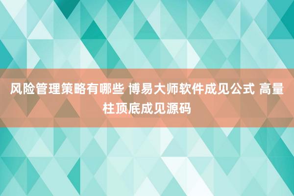 风险管理策略有哪些 博易大师软件成见公式 高量柱顶底成见源码