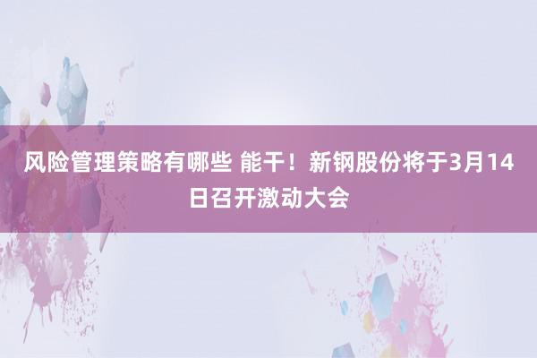 风险管理策略有哪些 能干！新钢股份将于3月14日召开激动大会