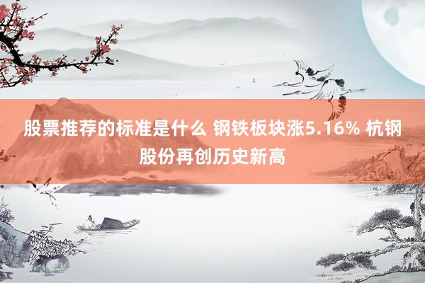 股票推荐的标准是什么 钢铁板块涨5.16% 杭钢股份再创历史新高