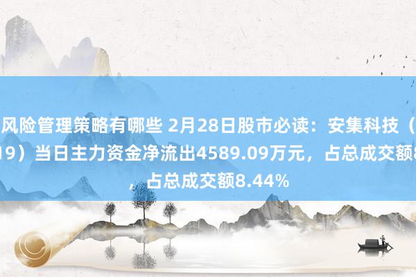 风险管理策略有哪些 2月28日股市必读：安集科技（688019）当日主力资金净流出4589.09万元，占总成交额8.44%