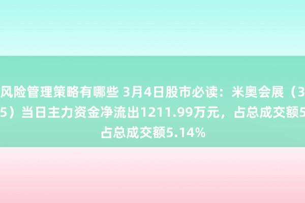 风险管理策略有哪些 3月4日股市必读：米奥会展（300795）当日主力资金净流出1211.99万元，占总成交额5.14%