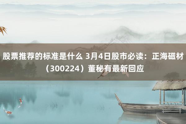 股票推荐的标准是什么 3月4日股市必读：正海磁材（300224）董秘有最新回应